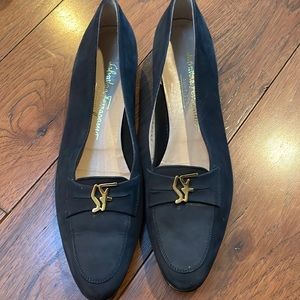AUTHENTIC FERRAGAMO NAVY SUEDE SHOES